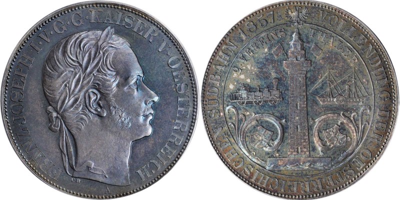 AUSTRIA. 2 Taler, 1857-A. Vienna Mint. Franz Joseph I. PCGS MS-63 Gold Shield.
...