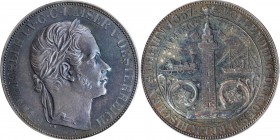 AUSTRIA. 2 Taler, 1857-A. Vienna Mint. Franz Joseph I. PCGS MS-63 Gold Shield.
Dav-20; KM-2246.2. Mintage: 1,644 (for all varieties). Wreath tips poi...