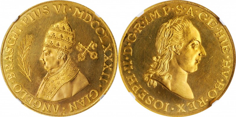 AUSTRIA. Visit of Pope Pius VI Centennial Gold Medal, ND (ca. 1983). NGC MS-62....