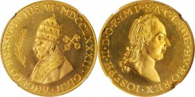 AUSTRIA. Visit of Pope Pius VI Centennial Gold Medal, ND (ca. 1983). NGC MS-62.
Weight: 25.30 gms. Struck to commemorate the centennial of Pope Pius ...