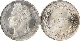 BELGIUM. 5 Francs, 1849. Brussels Mint. Leopold I. PCGS MS-64.
KM-3.2. A very pleasing example of this last year of issue for the type exhibiting a s...