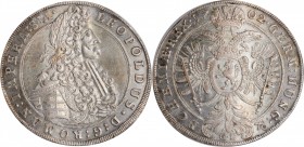 BOHEMIA. Taler, 1702-GE. Prague Mint. Leopold I. NGC AU-58.
KM-211; Dav-1006. An attractive and lustrous survivor exhibiting a bold strike displaying...