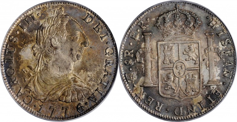 BOLIVIA. 8 Reales, 1776-PTS PR. Potosi Mint. Charles III. PCGS AU-58 Gold Shield...