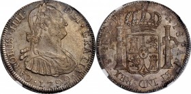 BOLIVIA. 4 Reales, 1799-PTS PP. Potosi Mint. Charles IV. NGC MS-63.
KM-72. Rather stunning quality for the type, this example is easily the finest se...