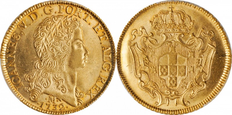BRAZIL. 12800 Reis, 1732-M. Minas Gerais Mint. Joao V. PCGS MS-63 Gold Shield.
...