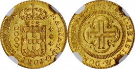 BRAZIL. 1000 Reis, 1787. Lisbon Mint. Maria I. NGC MS-63.
Fr-91; KM-223; LDMB-O492. Tied for finest certified with one other example on the NGC popul...