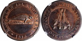 CANADA. Lower Canada - Magdalen Island. Copper "Seal" Penny Token, 1815. NGC PROOF-63 Red Brown.
KM-Tn1; LC-1; Breton-520. Engrailed edge. A SCARCE a...