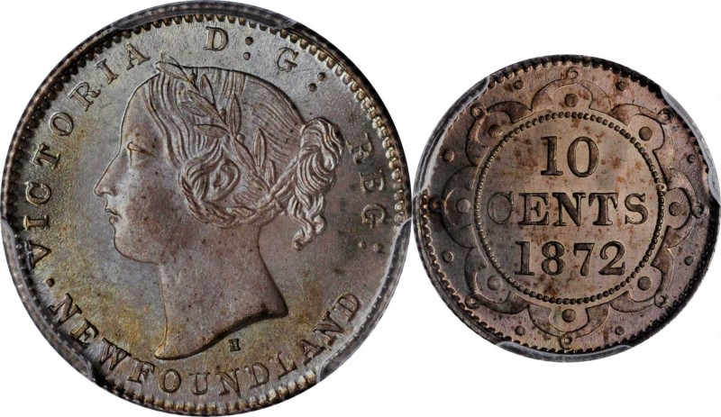 CANADA. Newfoundland. 10 Cents, 1872-H. Heaton Mint. Victoria. PCGS MS-67 Gold S...