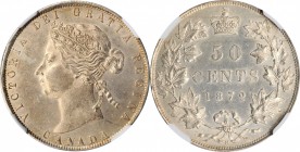 CANADA. 50 Cents, 1872-H. Heaton Mint. Victoria. NGC MS-62.
KM-6. Tied with 3 other examples on the NGC population report in this state of preservati...