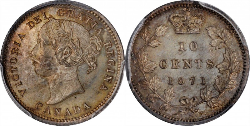 CANADA. 10 Cents, 1871. London Mint. Victoria. PCGS SPECIMEN-64+ Gold Shield.
K...