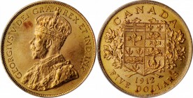 CANADA. 5 Dollars, 1912. Ottawa Mint. PCGS SPECIMEN-67.
Fr-4; KM-26. A brief three year series, it is only the first year of issue which present spec...