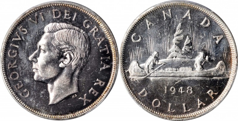 CANADA. Dollar, 1948. Ottawa Mint. PCGS MS-63 Gold Shield.
KM-46. A RARE striki...