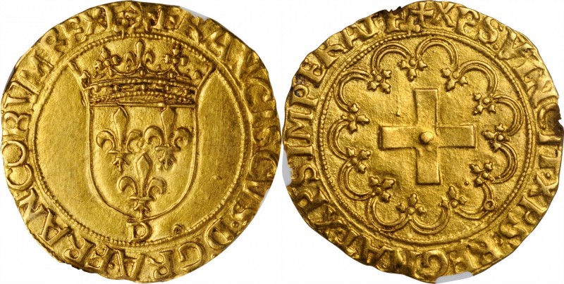 FRANCE. Ecu d'Or, ND (1541-47)-D. Lyon Mint. Francois I. NGC MS-63.
Fr-351; Dup...