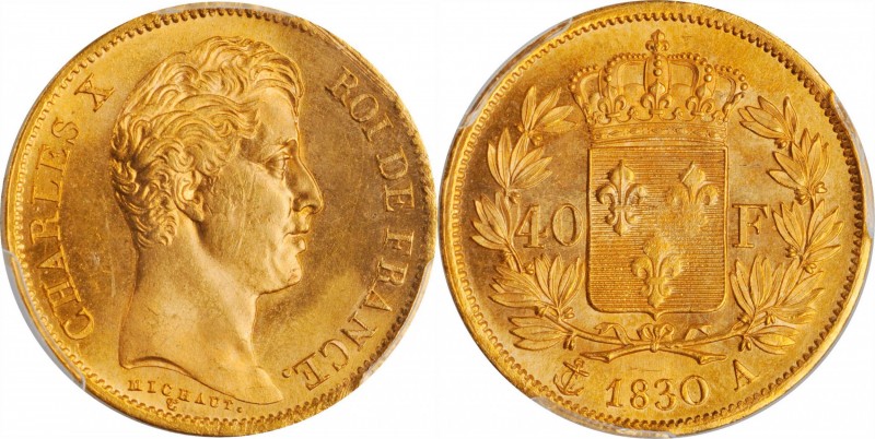 FRANCE. 40 Francs, 1830-A. Paris Mint. Charles X. PCGS MS-64+ Gold Shield.
Fr-5...