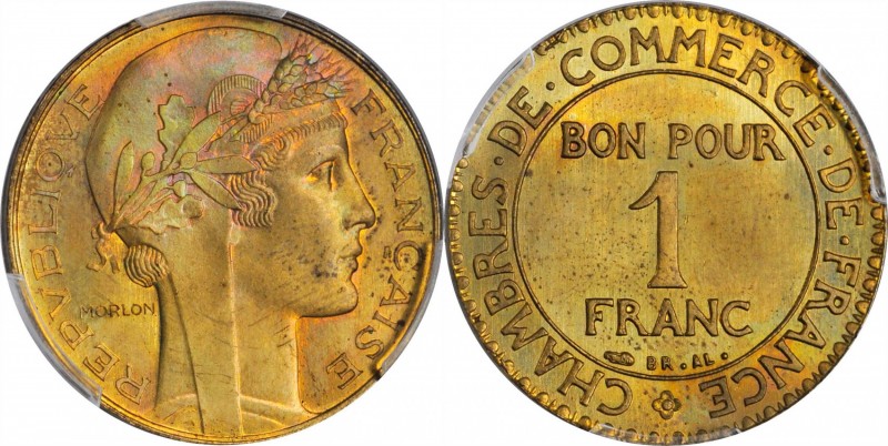 FRANCE. Bronze Aluminum Franc Essai (Pattern) Mule, ND (1930). Paris Mint. PCGS ...