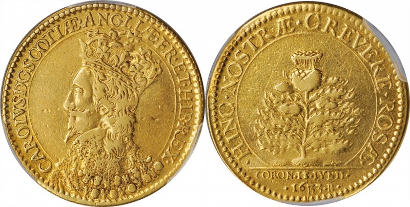 GREAT BRITAIN. Charles I Scottish Coronation at St. Giles's Gold Medal, 1633. PC...