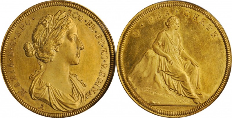 GREAT BRITAIN. Mary (of Modena) Coronation Gold Medal, ND (1685). PCGS MS-62 Gol...