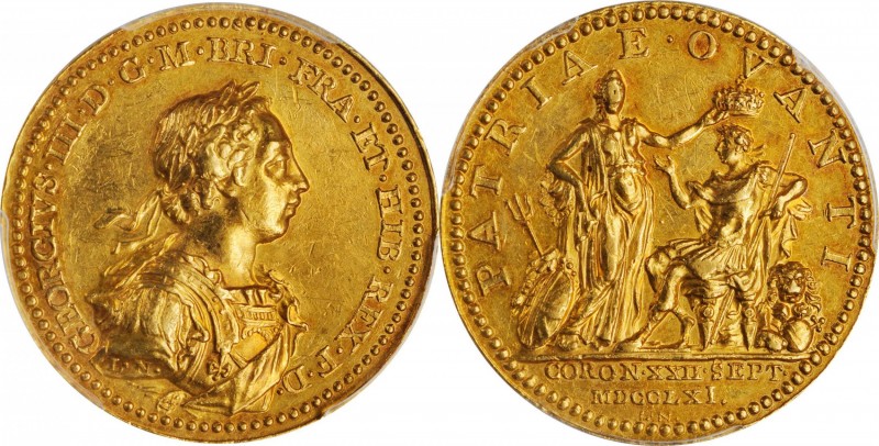 GREAT BRITAIN. George III Coronation Gold Medal, 1761. London Mint. PCGS Genuine...