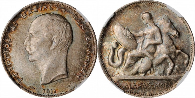 GREECE. 2 Drachmai, 1911. Paris Mint. NGC MS-65.
KM-61. Featuring an artistical...