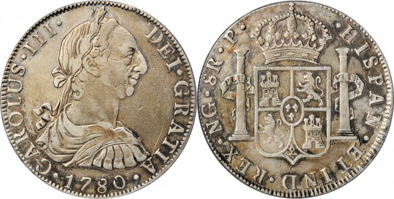 GUATEMALA. 8 Reales, 1780-NG P. Nueva Guatemala Mint. Charles III. PCGS Genuine-...