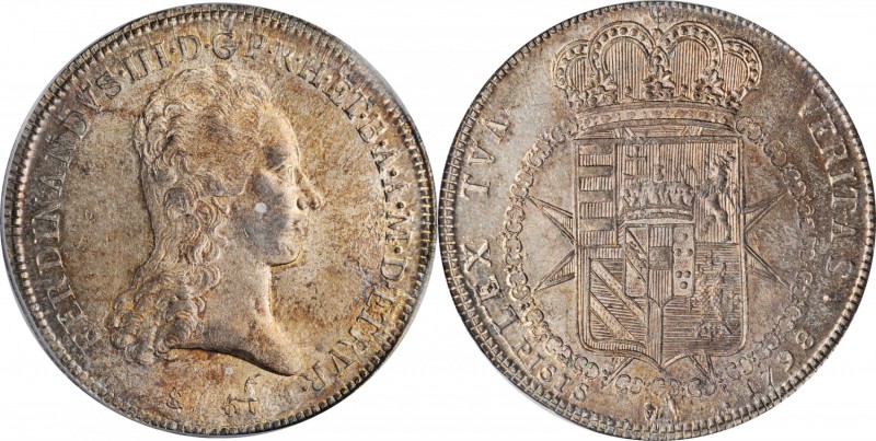 ITALY. Tuscany. Francescone (10 Paoli), 1798. Florence Mint. Ferdinand III. PCGS...