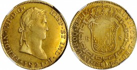 MEXICO. War of Independence. Guadalajara. 8 Escudos, 1821-Ga FS. Guadalajara Mint. Ferdinand VII. NGC AU-53.
Fr-53; KM-161.1; Cal-Type-20#62. Plain B...