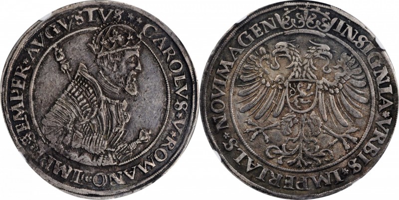 NETHERLANDS. Gelderland. Nijmegen. Ecu, ND (ca. 1555). Charles V. NGC EF-45.
Da...