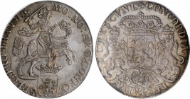 NETHERLANDS. Overyssel. Ducaton (Silver Rider), 1733. PCGS MS-62 Gold Shield.
Dav-1829; KM-80; Del-1036. Only two examples have achieved the lofty gr...