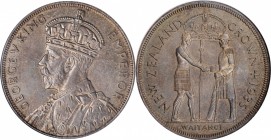 NEW ZEALAND. Crown, 1935. NGC MS-64.
KM-6. Mintage: 660. Struck to commemorate the Treaty of Waitangi in 1840. A lovely richly toned example of this ...