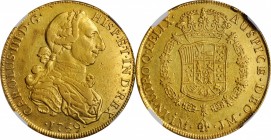 PERU. 8 Escudos, 1769-LM JM. Lima Mint. Charles III. NGC EF Details--Cleaned.
Fr-28; KM-73. Some prior cleaning is observed as in the details designa...