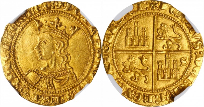 SPAIN. Dobla of 35 Maravedis, ND (1350-69)-S. Seville Mint. Pedro I (The Cruel)....