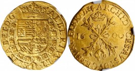 SPANISH NETHERLANDS. Brabant. 2 Albertins, 1600. Antwerp Mint. Albert & Isabella. NGC AU-55.
Fr-86; KM-10.1; Delm-145. Hand mintmark. A bright and lu...