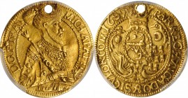TRANSYLVANIA. Ducat, 1689. Fogaras Mint. Michael Apafi. PCGS Genuine--Holed, AU Details Gold Shield.
Fr-448; KM-505; Resch-279. A well struck example...