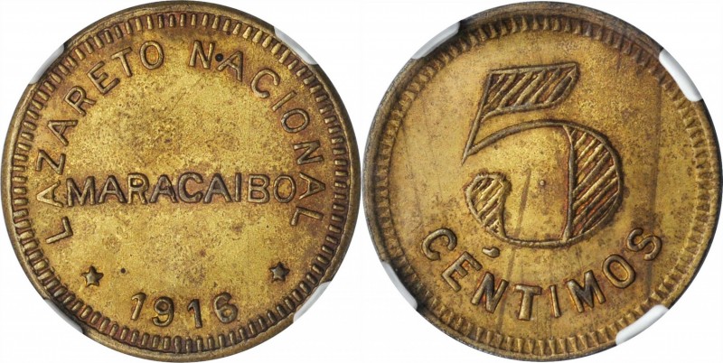 VENEZUELA. Maracaibo. Leper Colony. 5 Centimos, 1916. NGC MS-63.
MGM-918; Apont...