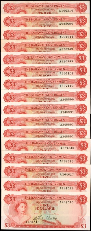 BAHAMAS. Bahamas Government. 3 Dollars, 1965. P-19a. Very Fine to About Uncircul...
