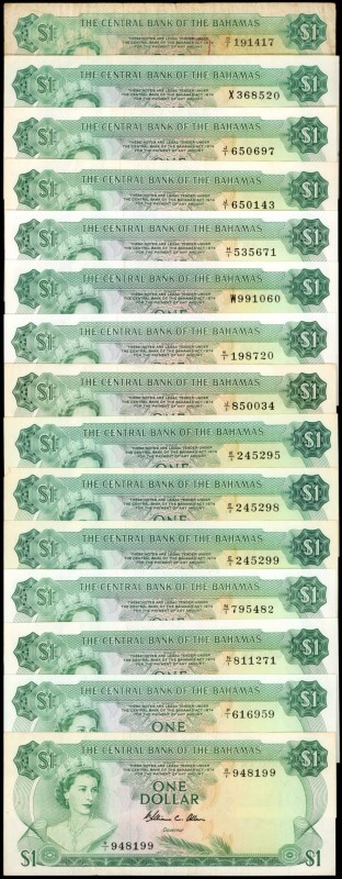 BAHAMAS. Central Bank. 1 Dollar, 1974. P-35a & 35b. Fine to About Uncirculated....