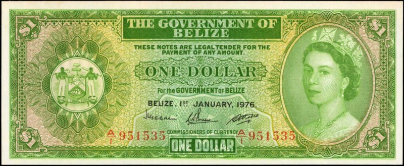 BELIZE. Government of Belize. 1 Dollar, 1976. P-33c. Uncirculated.
A tougher da...