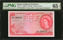 BRITISH CARIBBEAN TERRITORIES. British Caribbean Territories, Eastern Group. 1 Dollar, 1958-64. P-7c. PMG Gem Uncirculated 65 EPQ.
Printed by BWC. Wa...