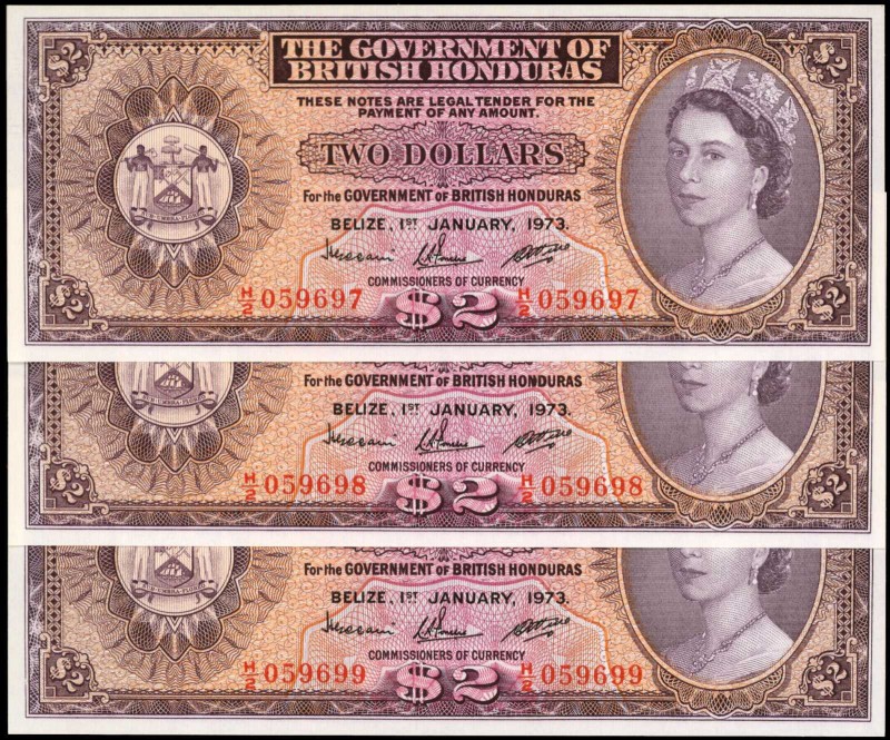 BRITISH HONDURAS. Government of British Honduras. 2 Dollars, 1973. P-29c. Consec...