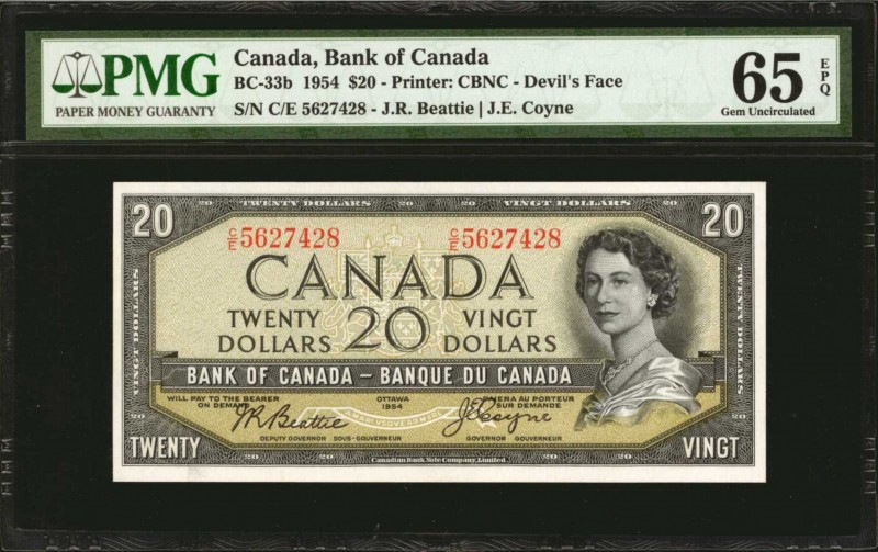 CANADA. Bank of Canada. 20 Dollars, 1954. BC-33b. PMG Gem Uncirculated 65 EPQ.
...