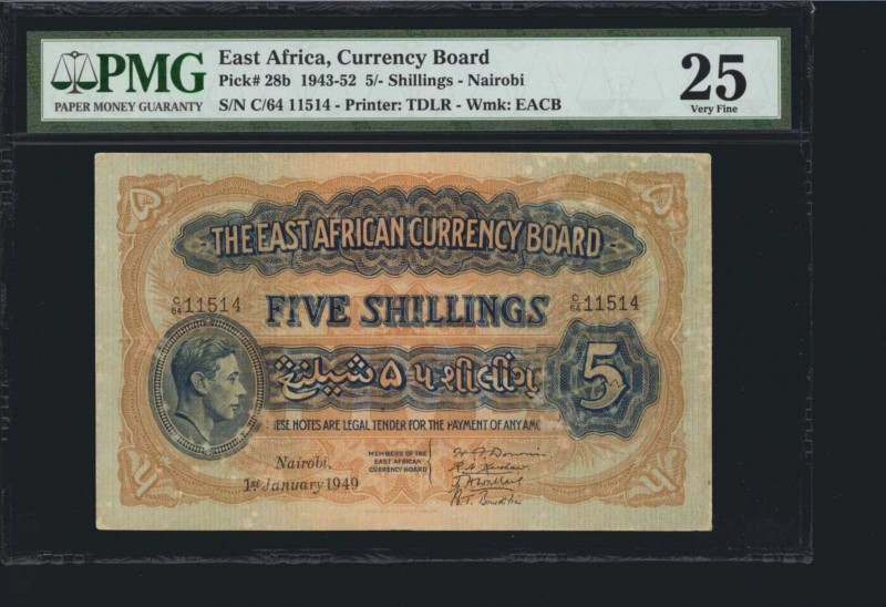 EAST AFRICA. Currency Board. 5 Shillings, 1943-52. P-28b. PMG Very Fine 25.
Nai...