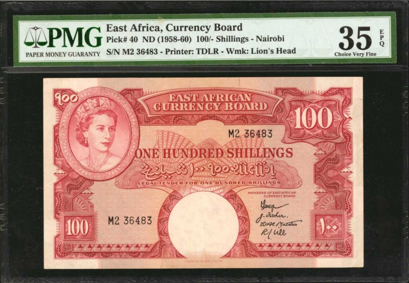 EAST AFRICA. Currency Board. 100 Shillings, ND (1958-60). P-40. PMG Choice Very ...