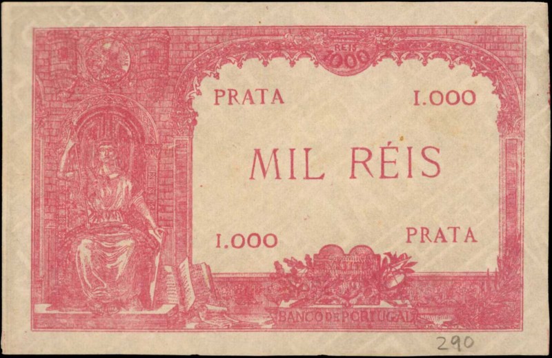 PORTUGAL. Banco de Portugal. 1000 Reis, ND. P-106. Back Proof. About Uncirculate...