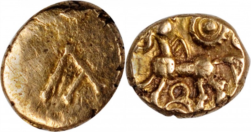 CELTIC BRITAIN. Atrebates & Regni. Commius. AV 1/4 Stater (1.21 gms), Southern m...