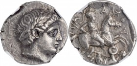 MACEDON. Paeonia. Kingdom of Paeonia. Patraos, ca. 335-315 B.C. AR Tetradrachm (12.58 gms), Astibos or Damastion Mint. NGC Ch EF, Strike: 5/5 Surface:...