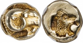 LESBOS. Mytilene. EL Hecte (Hekte), ca. 521-478 B.C. NGC VF. Scratches.
Bodenstedt-16; HGC-6, 941. Obverse: Head of ram right; below, cock pecking le...