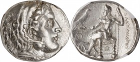 SYRIA. Seleukid Kingdom. Seleukos I Nikator, 312-281 B.C. AR Tetradrachm (17.07 gms), Ekbatana Mint, ca. 311-295 B.C. NGC AU, Strike: 4/5 Surface: 4/5...