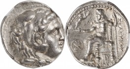 SYRIA. Seleukid Kingdom. Seleukos I Nikator, 312-281 B.C. AR Tetradrachm (17.10 gms), Seleukeia in Pieria Mint, ca. 300 B.C. NGC EF, Strike: 4/5 Surfa...