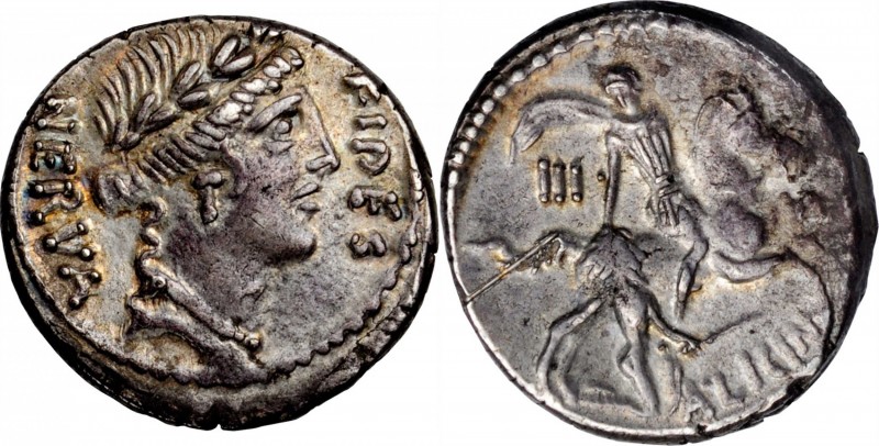 ROMAN REPUBLIC AR denarius 47 B.C. A. Licinius Nerva, Rome 