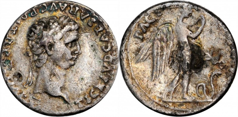 CLAUDIUS, A.D. 41-54. Fourree Denarius (2.98 gms), imitating Lugdunum Mint, A.D....